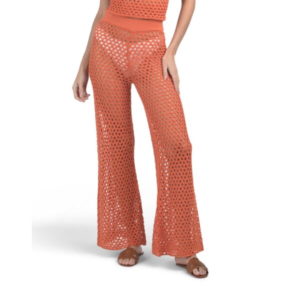 LNA Coral Kismet Open Knit Cover-up Pants